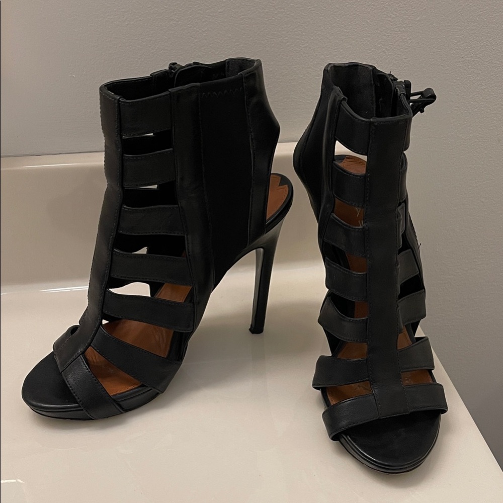 Via Spiga Black Caged Heels